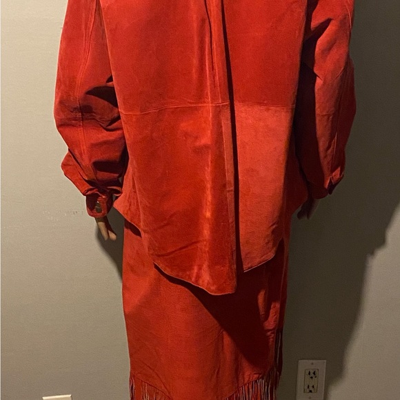 TILLMAN leather jacket and skirt beautiful rich red amazing color must see! - Picture 6 of 7